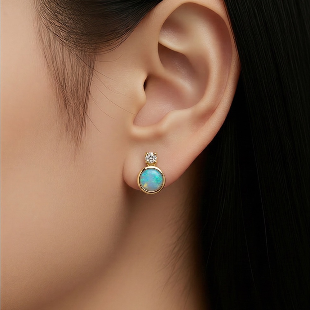 Misha Hawaii Opal Stud Earrings